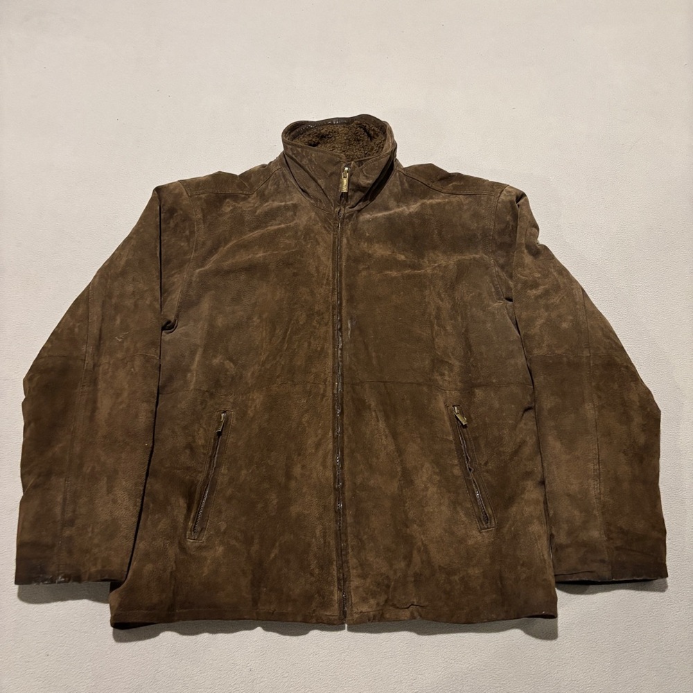 Pelle Cuir 100% Genuine Leather Jacket Size XL Brown Full Zip Biker Fall Outdoor